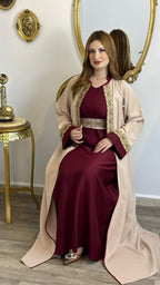 Ensemble Abaya 3 piéce ( grenat)