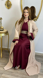 Ensemble Abaya 3 piéce ( grenat)